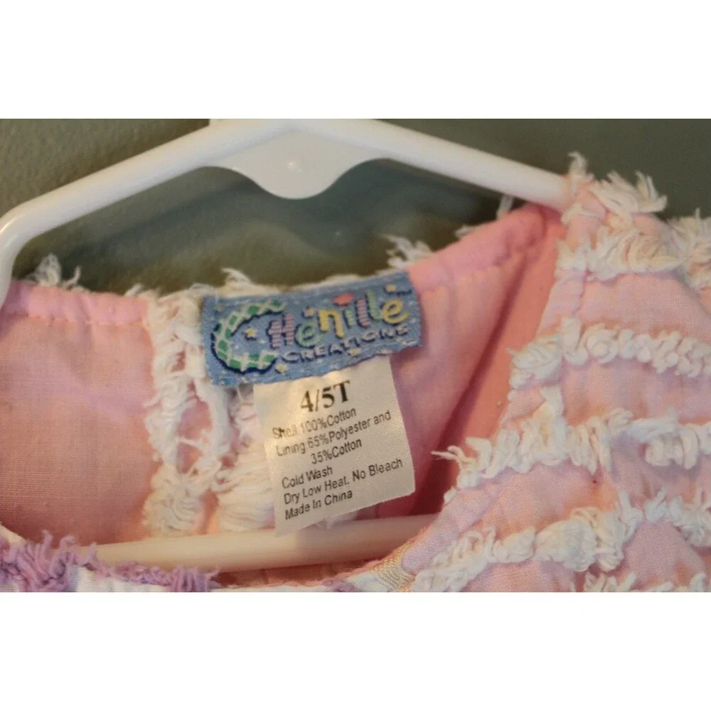 Chenille Creations Pink Purple Spring Bunny Rabbit Girls Dress Size 4/5T
